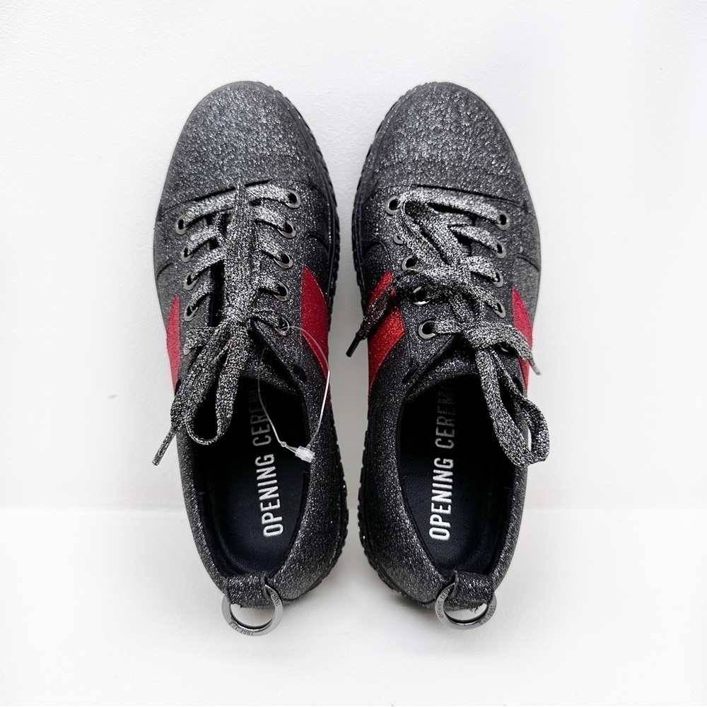 Opening Ceremony La Cienega Glitter Metallic Logo Sneaker in Black Size 7